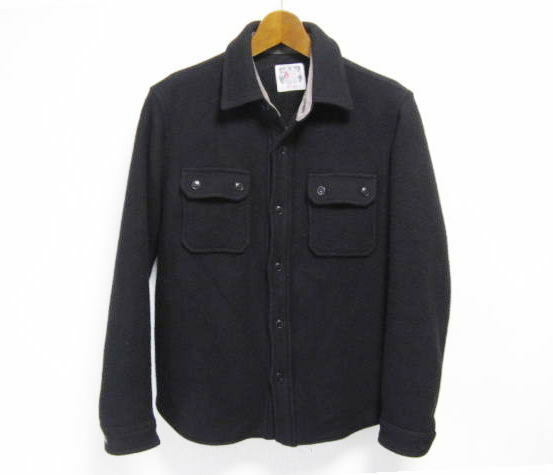 STIFF スティフ 2重ウール生地 メルトン CPOシャツジャケット 黒 Lサイズ 日本製 ルード