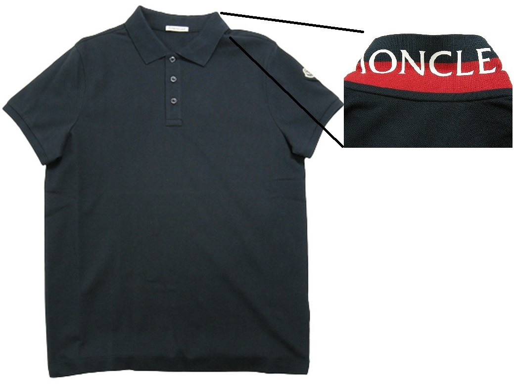 2022SS■サイズL■新品 本物■モンクレール/MAGLIA POLO MANICA C/半袖/襟ロゴ ポロシャツ/POLO SHIRT/メンズ/MONCLER/ダークネイビー系/紺