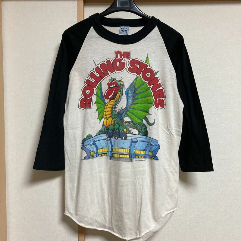 【美品】80s THE ROLLING STONES ローリングストーンズ ドラゴン ラグラン ヴィンテージバンド Tシャツ Mサイズ 1981年 希少 ビンテージ