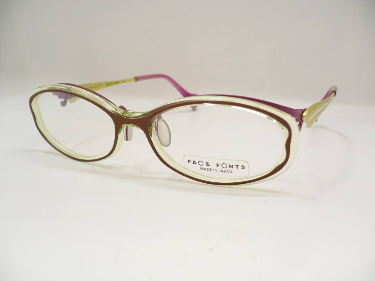 未使用　FACE FONTS　フェイスフォント　FF-120-03　50サイズ　ブラウン・グリーン・パープル カラー 軽量　日本製　ケース付