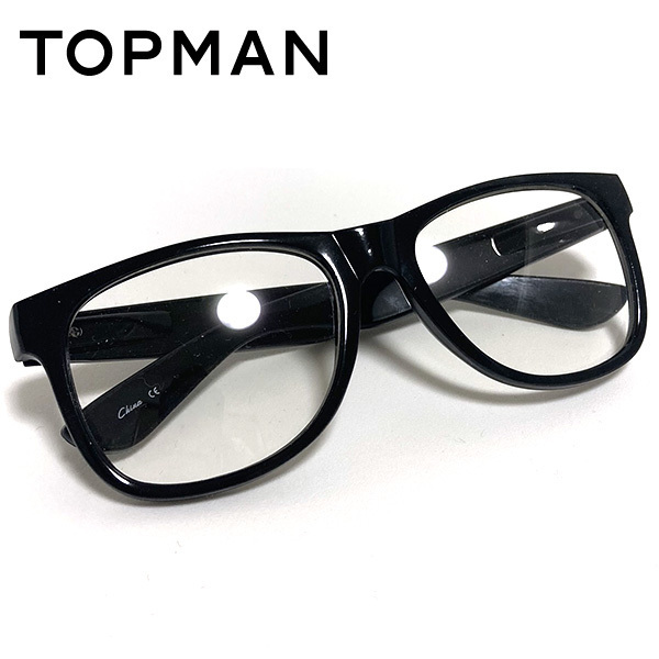 送料無料 トップマン TOPMAN トップショップ TOPSHOP ウェリントン 伊達メガネ シンプル 眼鏡 ブラック フリーサイズ アイウェア