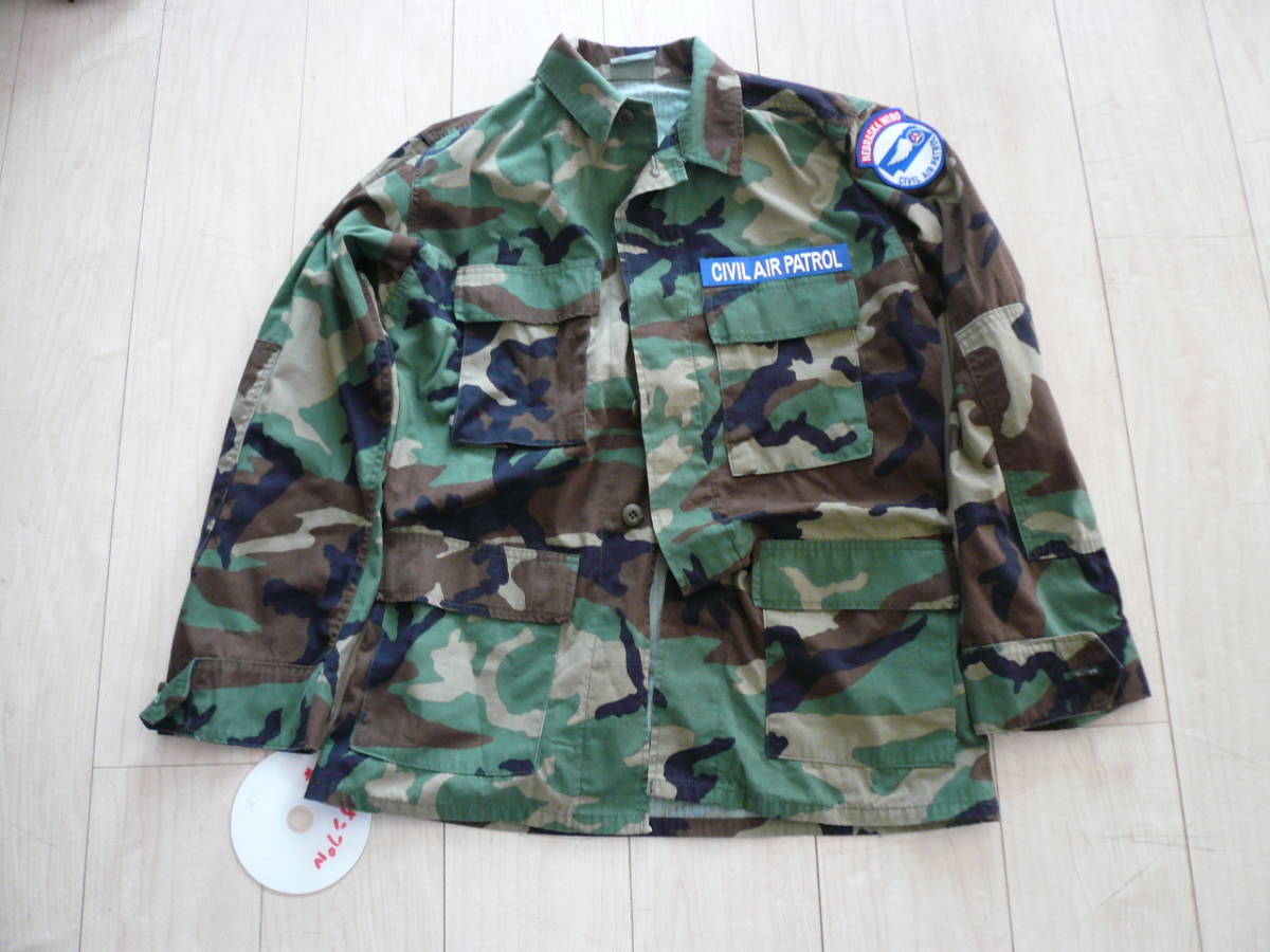 D即決有 M81BDUジャケット ウッドランドWOODLAND　ネブラスカ民間航空パトロールパッチ付　SMALL-REGULAR RIPリップストップ　送料600円～ 