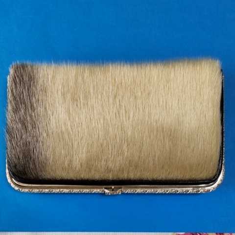 アザラシ　長財布 小バッグ　アザラシ毛皮　本物　日本製　北海道　遠軽毛皮　未使用　珍品　セカンドバッグ
