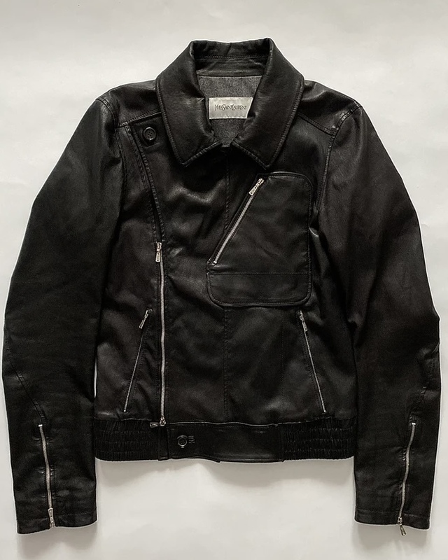 【中古 良品】Yves Saint Laurent FW09 プロトタイプChest Pocket Leather Jacket Size: US XSサイズ Black