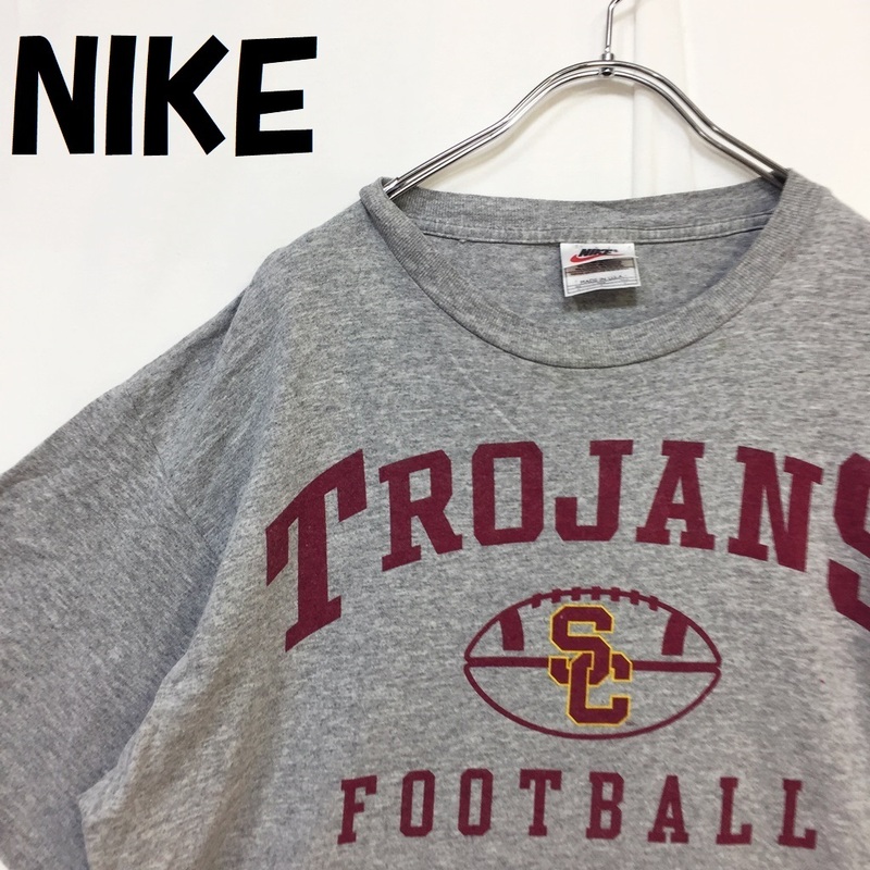 【人気】NIKE/ナイキ USCトロージャンズ 半袖Tシャツ 南カリフォルニア大学 USA製 コットン グレー サイズM/S3001