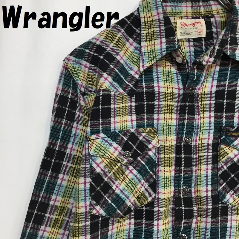 【人気】Wrangler/ラングラー 長袖シャツ ウエスタンシャツ チェック柄 ネルシャツ コットン100％ マルチカラー サイズM/S4071