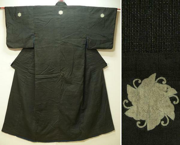 時代 女性用袷三つ紋綿入れ着物　濃グレー　WK1018F10h