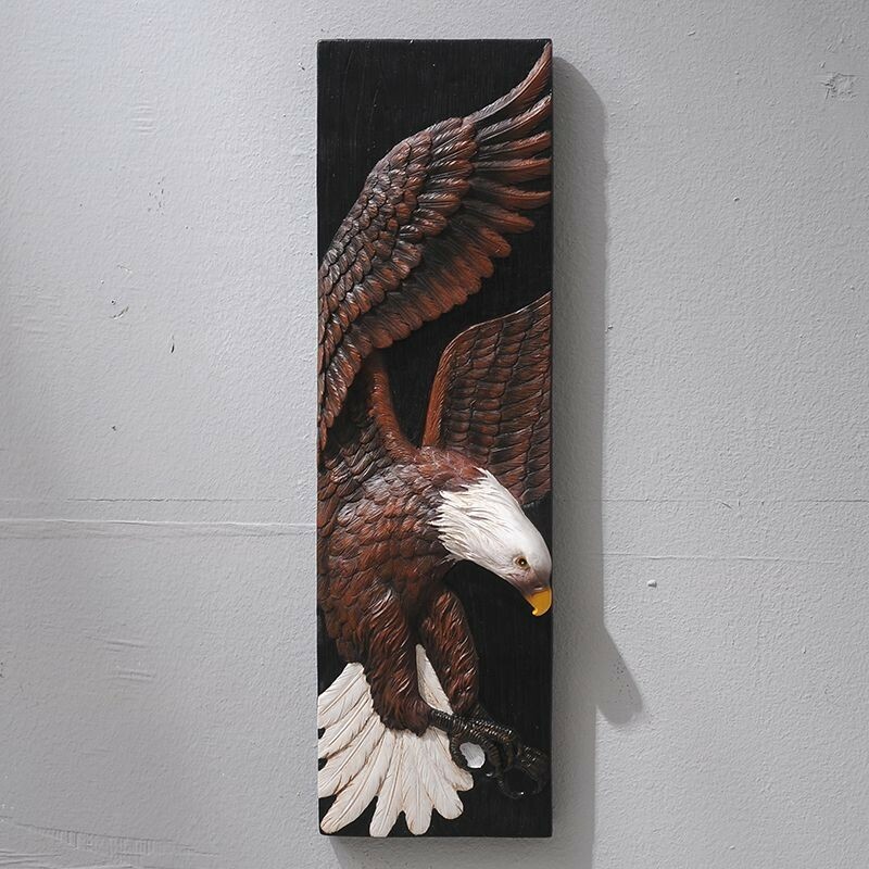 壁掛けオブジェ 立体的な動物 木彫り風 リアル (鷲)
