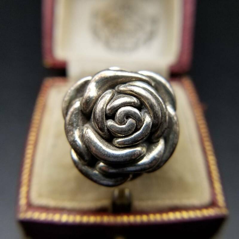 925 シルバー 薔薇 米国 アールデコ ヴィンテージ リング 銀 昭和レトロ 指輪 ジュエリー アクセサリー ローズ