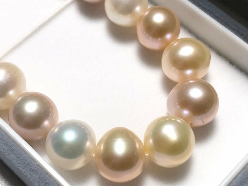 ドロップ真珠 59.0g パステルカラー 0.9㎝～1.0㎝玉 ネックレス 美品