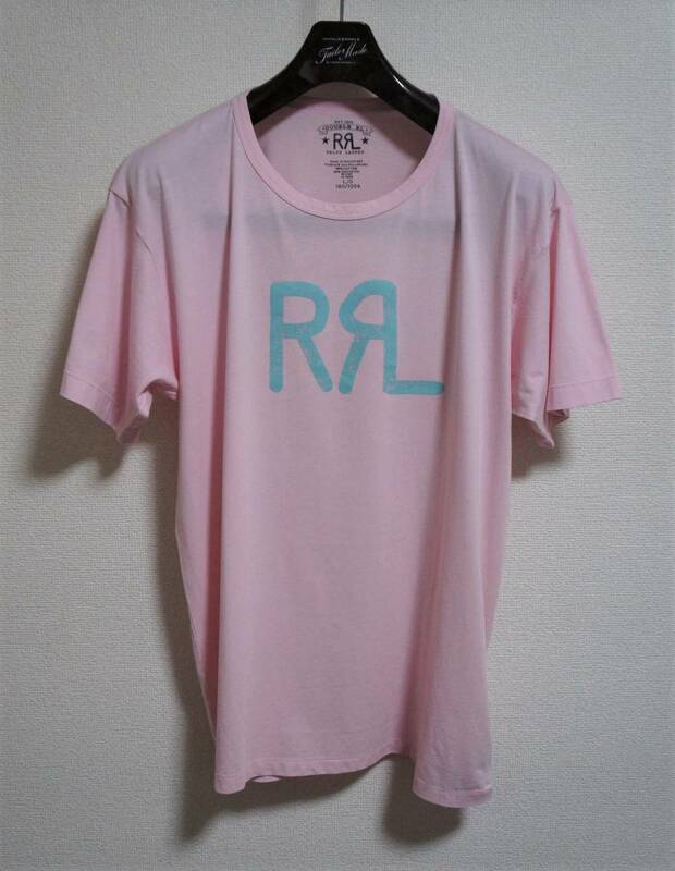 SALE！送料無料！21F/W【未着用 新品】サイズ:L RRL ダブルアールエル Tシャツ ピンク ひび加工 国内正規品