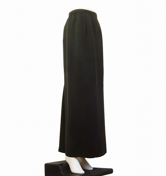 A美品/クリスチャンディオール Christian Dior フレアスカート 小さいサイズ 表記11号(7号相当) 黒 絹シルク100％ ロング丈 春夏 ボトムス 
