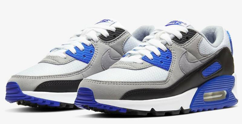 23.5cm●NIKE W AIR MAX 90 ナイキ ウィメンズ エア マックス 90 CD0490-100 スニーカー 白 青 灰 30周年 90年代 復刻 オリジナル 