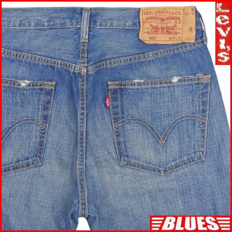 即決★リーバイス 501★W33 ストレートジーンズ Levis メンズ デニム デニム パンツ ジーパン ボトムス ボタンフライ ダメージ加工