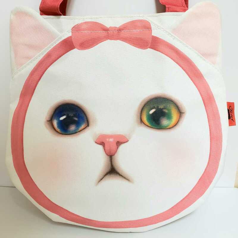 送料無料☆匿名配送☆JETOY choochoo cat ミニバッグ　猫 ネコ かわいい　手提げ　バッグ　顔　リアル　白猫　ピンク