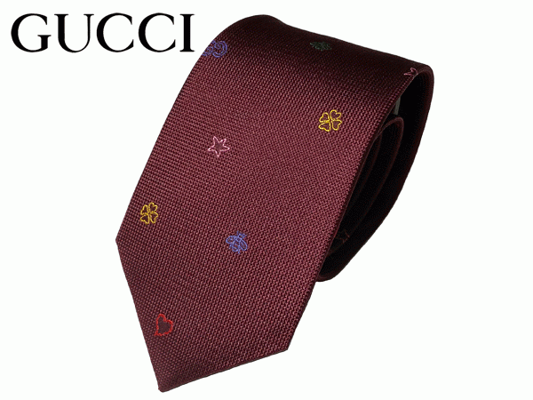 グッチ ネクタイ GUCCI 624090 4E002 6200 ダークボルドー系地 アイコン絵柄 GG柄 ナロー ネクタイ