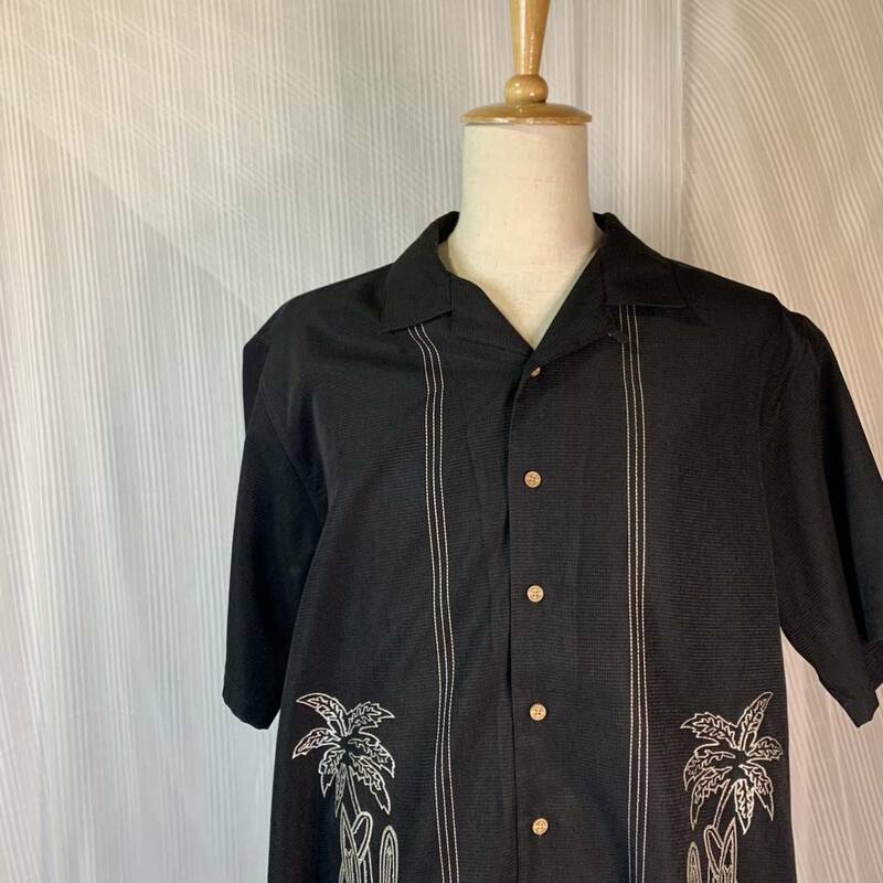 4992 BatikBay キューバシャツ サーフィン 刺繍 ブラック 2XL