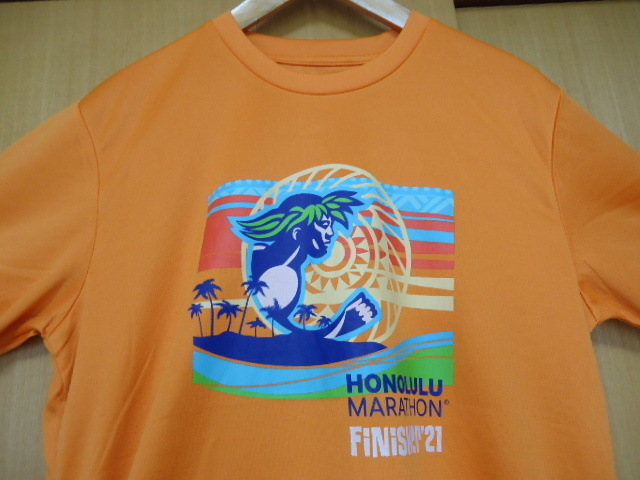 即決　ハワイ　ホノルル　マラソン2021’　FINISHER　Ｔシャツ　オレンジ色　Ｓ　ポリ素材