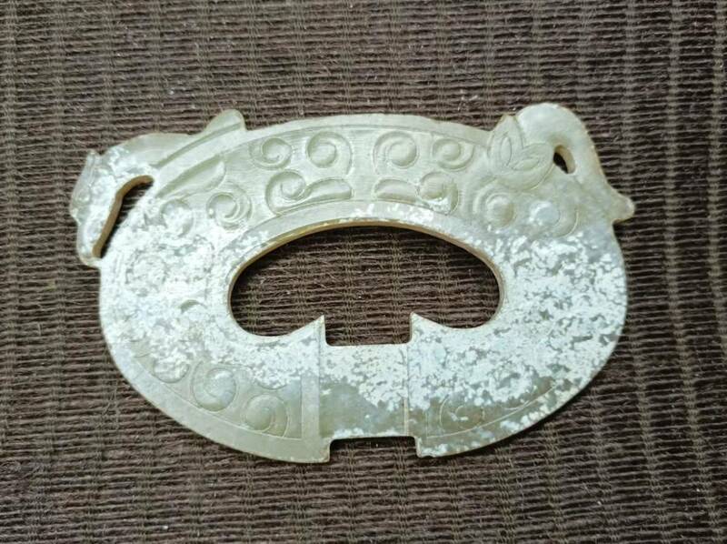 中国文物 古玉 収集家の放出品 戰國 龍鳳紋玉環