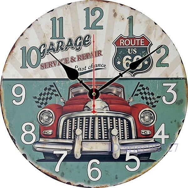 O181★新品壁掛け時計 レトロ アメリカン アンティーク 時計 おしゃれ 壁掛け 車 インテリア 装飾 リビング カフェ 14インチ