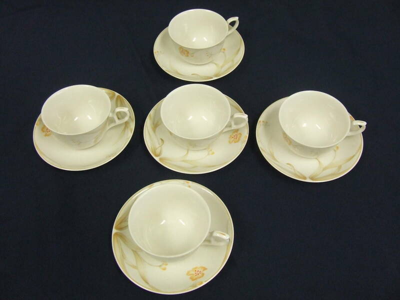 ノリタケ　アイボリーチャイナ◇コーヒーカップ　５客セット◇新同品中古　ivory china