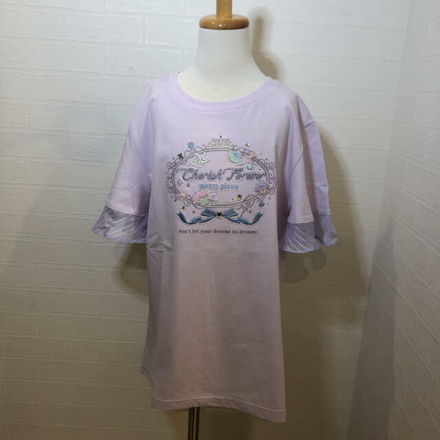 【新品】【サイズ:160】メゾピアノ ジュエルつきシェルモチーフTシャツ