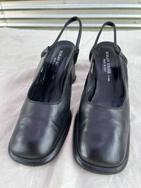 ◆ROMAN SHOES VERA GOMMA イタリア製　36 黒　サンダルパンプス◆A-2940