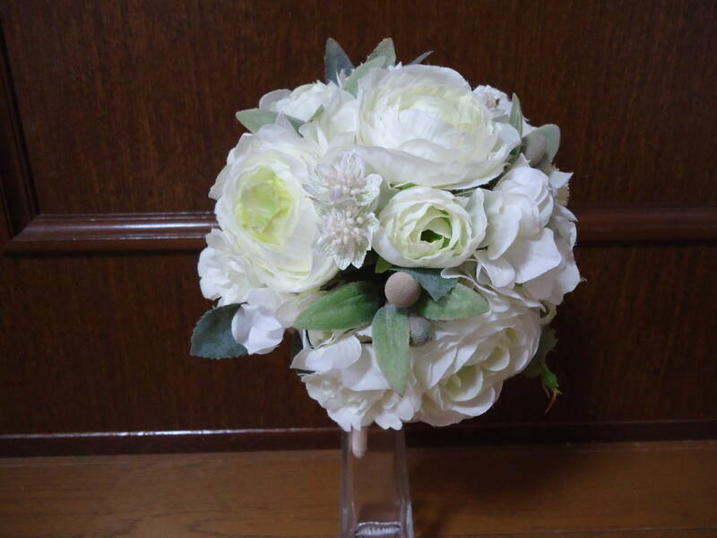 ♪作品整理♪アーティフィシャルフラワー♪造花♪BRIDES ♪AIBA♪ブーケ基礎コース♪ラウンド♪薔薇♪インテリアブーケ♪花束♪完成品♪