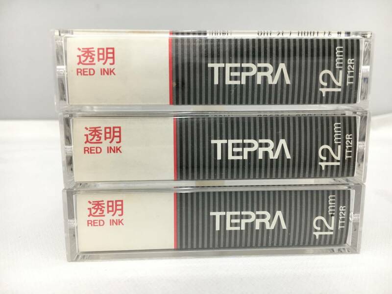赤文字透明テープ 12mm キングジム テープカートリッジ テプラ 12mm TＴ12Ｒ 3個セット