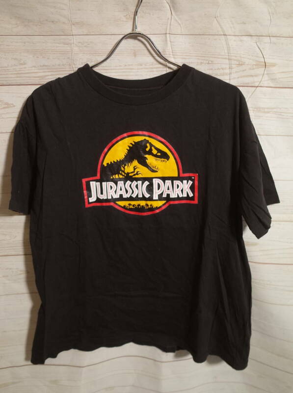 ビンテージ 90s ジュラシック・パーク Jurassic Park 半袖 Tシャツ ブラック フリーサイズ 1992年