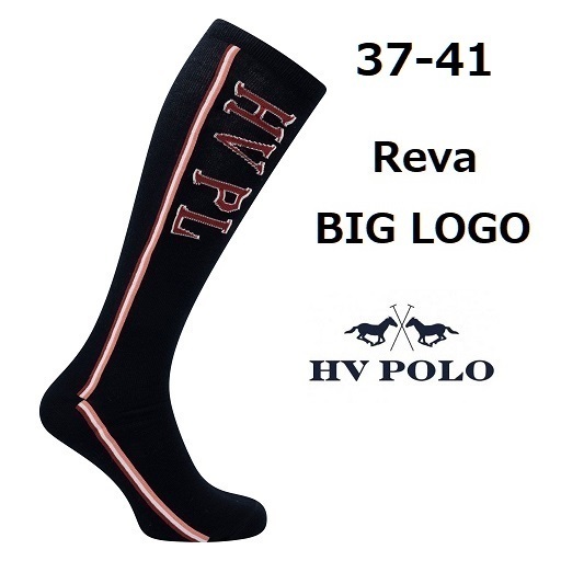 HV POLO　REVA　ビッグロゴ　ネイビー　ライディングソックス　乗馬靴下　乗馬　馬術
