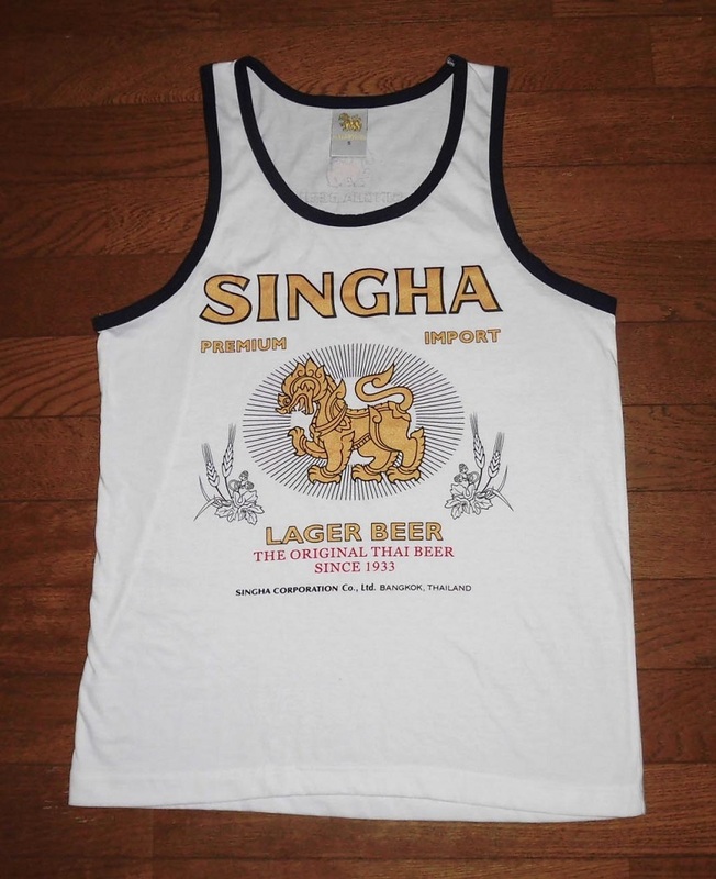 SINGHA LAGER BEER シンハ ラガー ビール ビアシン タンクトップ ノースリーブ シャツ WHT S 未使用品/タイビール タイビア バンコク