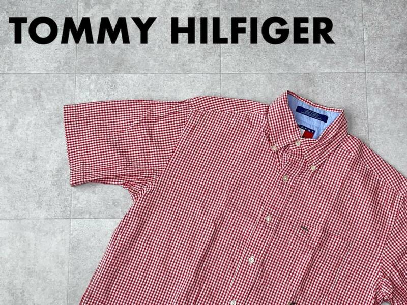 ☆送料無料☆ TOMMY HILFIGER トミーヒルフィガー USA直輸入 古着 半袖 80's～90's チェック ボタンダウン シアサッカー シャツ メンズ S 