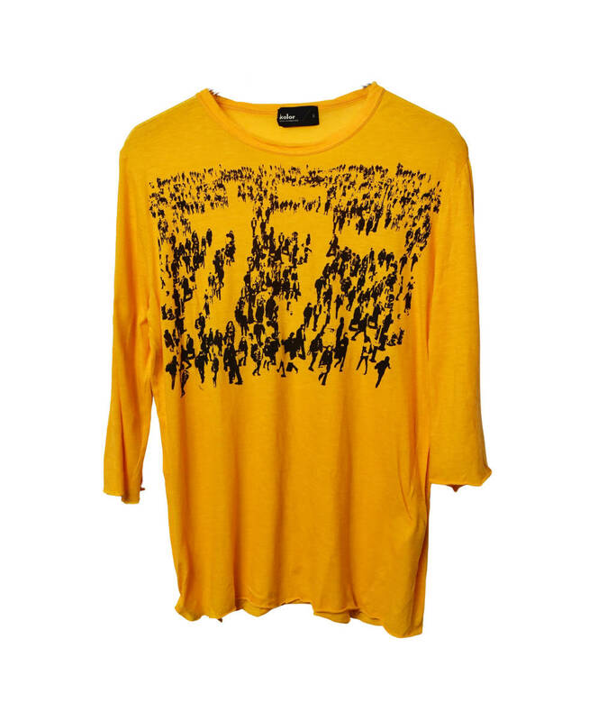 kolor カラー ロゴグラフィックロングスリーブTシャツ　ロンT　Tシャツ　黄色　イエロー　アート　838