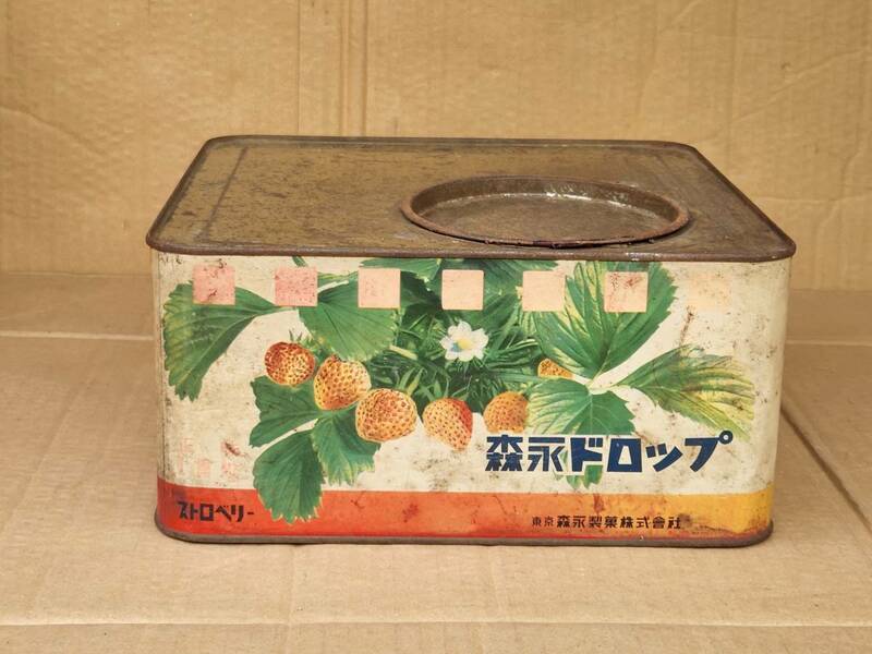 １９　昭和レトロ　森永ドロップ　ストロベリー　ブリキ缶