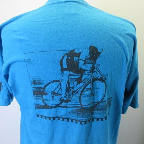 80s90s アメリカ製　オールド　Tシャツ L　青　自転車　アウトドア　ジャージーズ　USA古着　sy2005