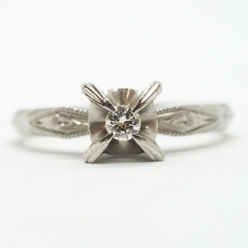 Pt900 ダイヤモンド0.09ct プラチナデザインリング 12.5号 4.5ｇ リング歪みあり 指輪 アクセサリー