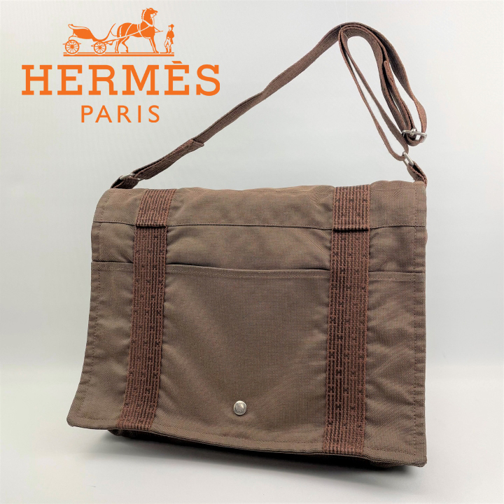 ■エルメス・HERMES■エールラインバサスMM ショルダーバック ユニセックス ナイロンキャンバス