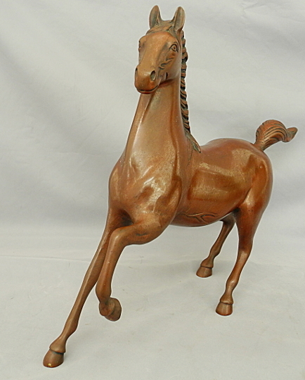 青銅 馬 旭峰 29cm 徳色 置物 ブロンズ　高岡銅器　made in Japanese 中古　インテリア タテガミ馬　勇馬　駿馬