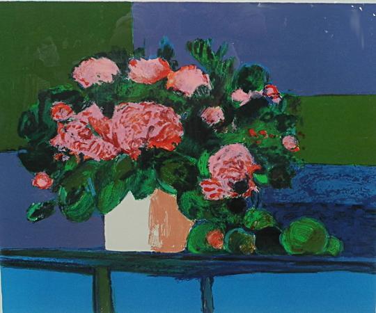 ジャンクロード アレンバック ベゴニアの花束　リトグラフ インテリア　版画　196/200　中古