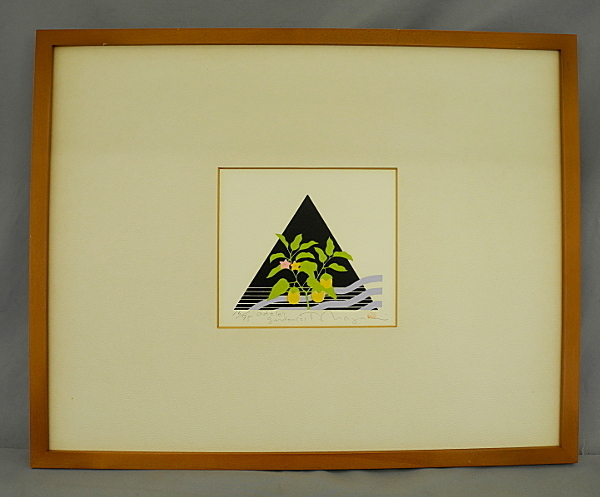 長井武雄 adele`s garden (B）セリグラフ 1983年5月 版画 シルクスクリーン 14ｃｍ×13ｃｍ　16/95 中古　インテリア