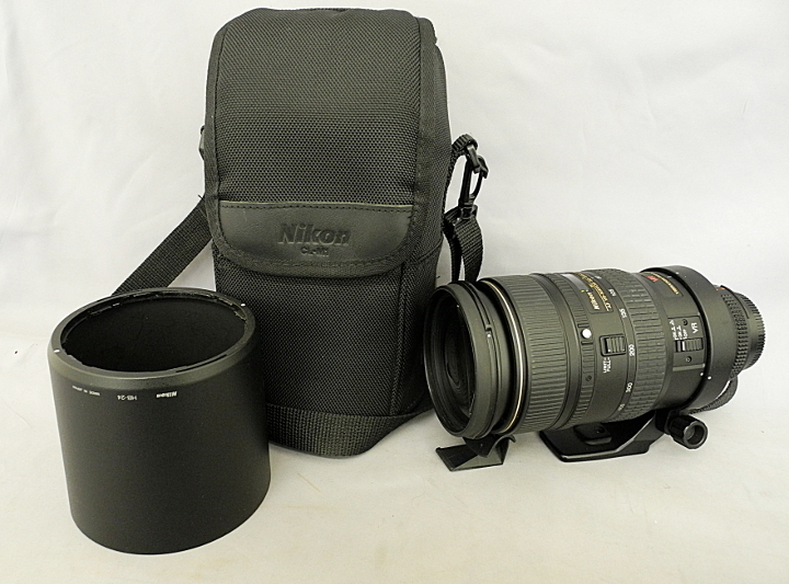 ニコン Nikon AF VR ED 80-400ｍｍ f4.5－5.6　HB-24フード CL-M1　ソフトケース付　　中古美品　　前キャップなし