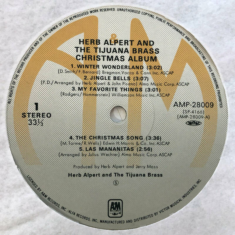 Herb Alpert & The Tijuana Brass Christmas Album (My Favorite Things Let It Snow Jingle Bell Rock クリスマス ハーブアルパート