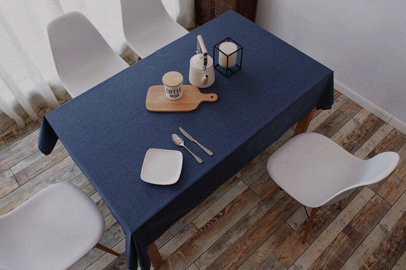 新品 テーブルクロス 130*180 テーブルカバー リネン 撥水加工 耐熱 無地 北欧風 食卓飾り ブル