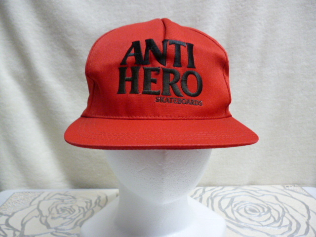 ANTI HERO　キャップ　USA製　アンタイヒーロー　アンチヒーロー　帽子　スケートボード　赤系　レッド系　90s　