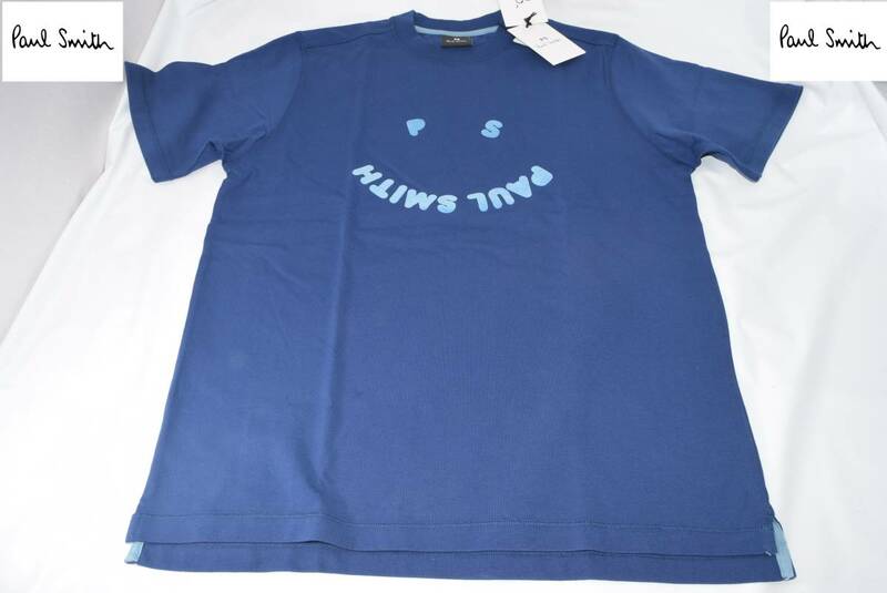 ☆新品未使用☆PS Paul Smith Happy ロゴ Tシャツ ☆半袖Tシャツ☆ブルー☆Lサイズ☆肩幅43㎝ 身幅53㎝ 着丈68㎝ 袖丈23㎝