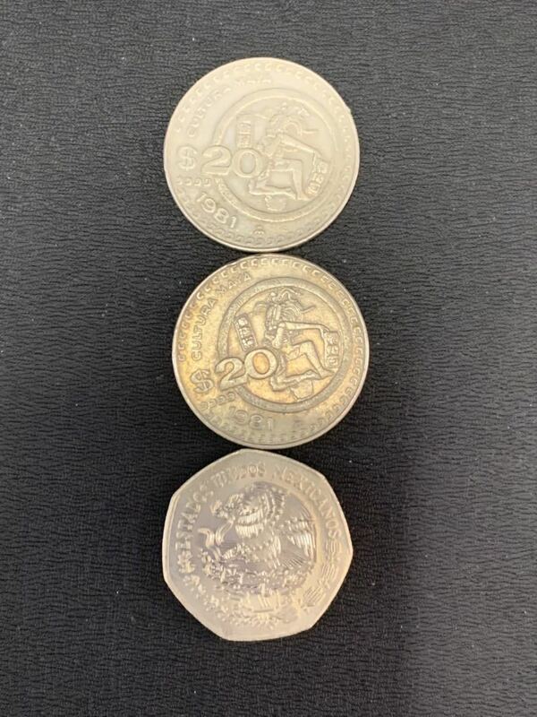 外国銭　3枚　メキシコ(60サイズ)