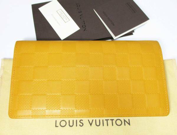 LV ルイヴィトン ダミエアンフィニ ポルトフォイユ・プラザ N63146 二つ折り長財布 ソラール「K.M」ロゴ入 綺麗