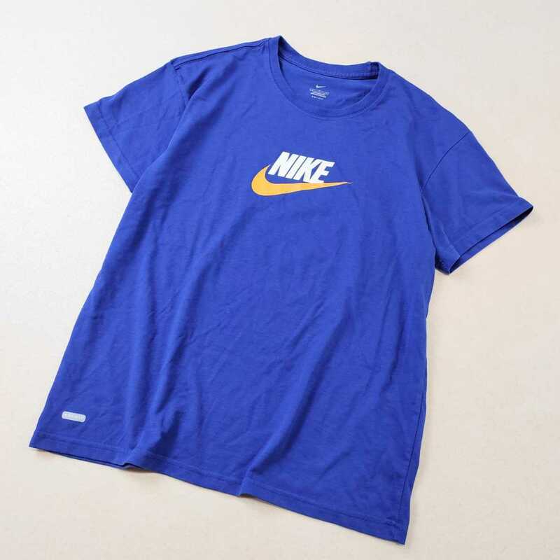 良品　NIKE ナイキ DRI-FIT　ドライフィット　プリントTシャツ 半袖Tシャツ ブルー　レディースLサイズ