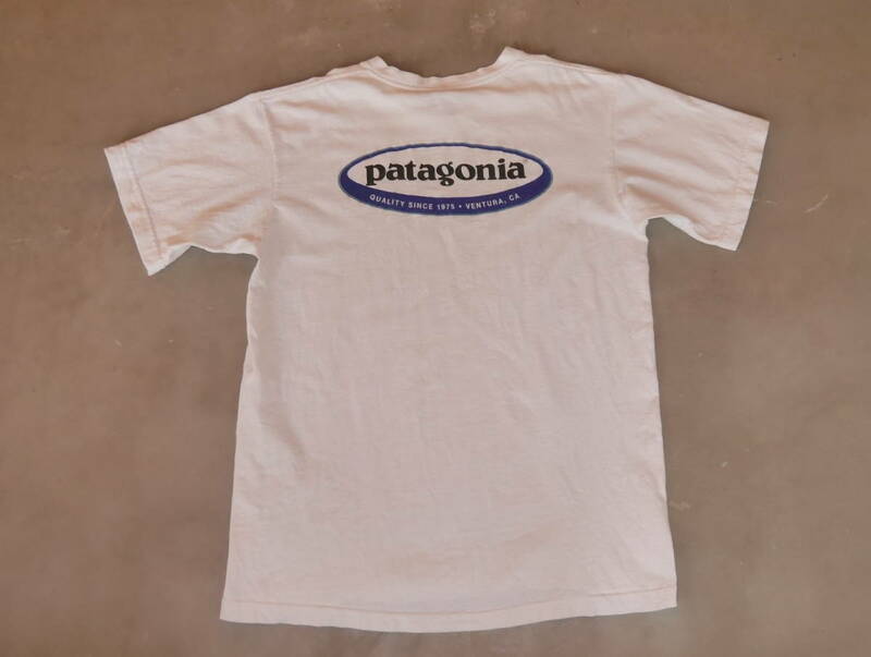 パタゴニアpatagonia1990年代Tシャツ レア希少オーガニックコットン ビンテージ古着アメリカ製SサイズMADE IN USA製90's黒タグ古着パタロハ